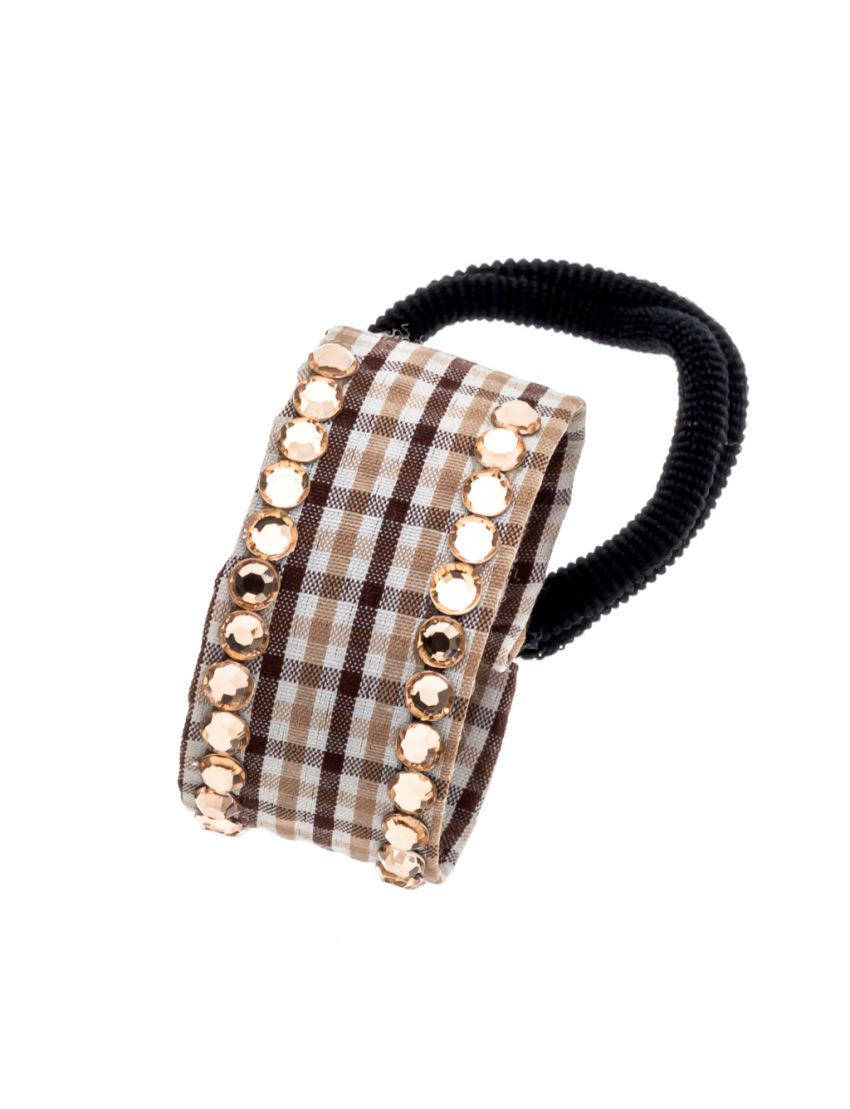 Κλίπ υφασμάτινο καρό με πέρλες