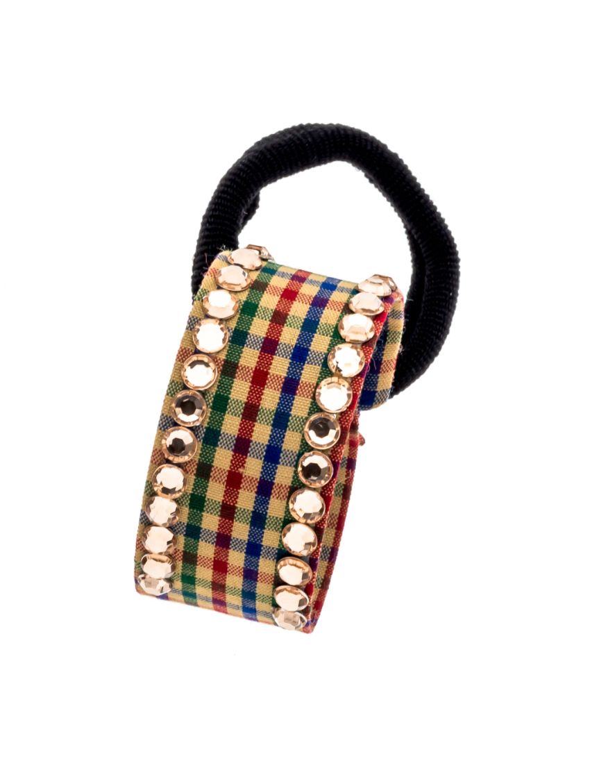 Κλίπ υφασμάτινο καρό με πέρλες