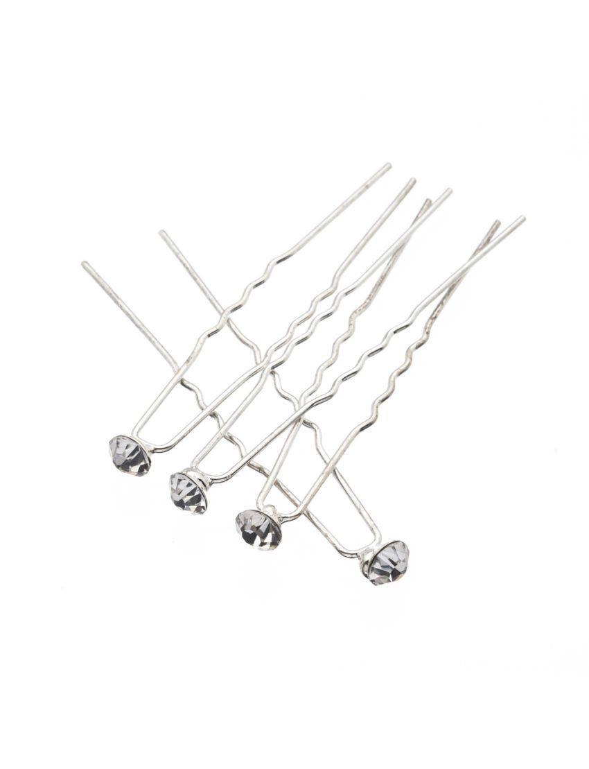 Φουρκέτα μεταλλική ασημί με στρογγυλή μικρή πέτρα