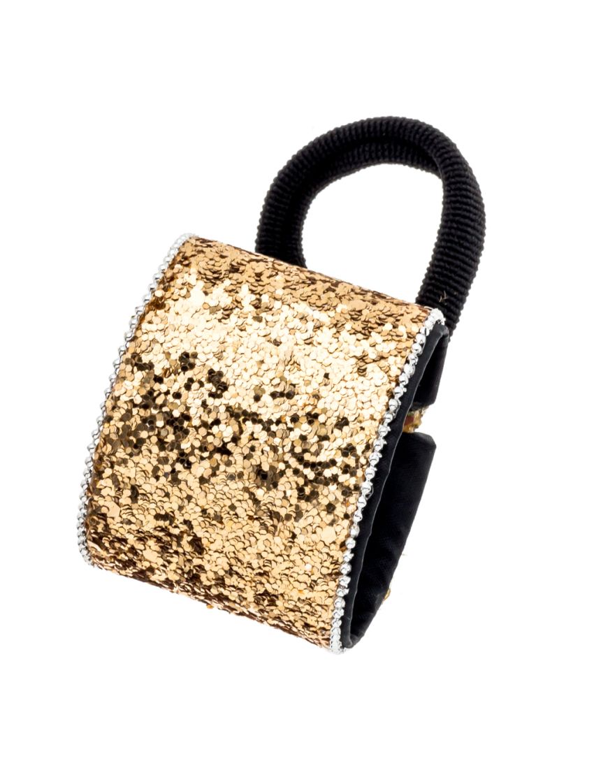 Κλίπ υφασματινο με λάστιχο και χρυσόσκονη σε 6 χρώματα