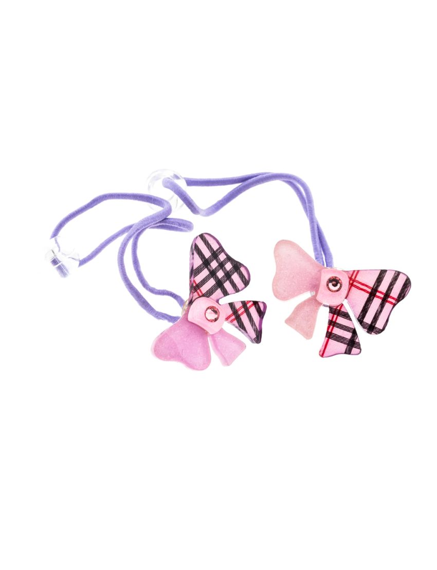 Λάστιχο φιόγκος πλαστικός παιδικός καρό σε 6 χρώματα