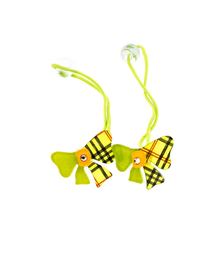 Λάστιχο φιόγκος πλαστικός παιδικός καρό σε 6 χρώματα