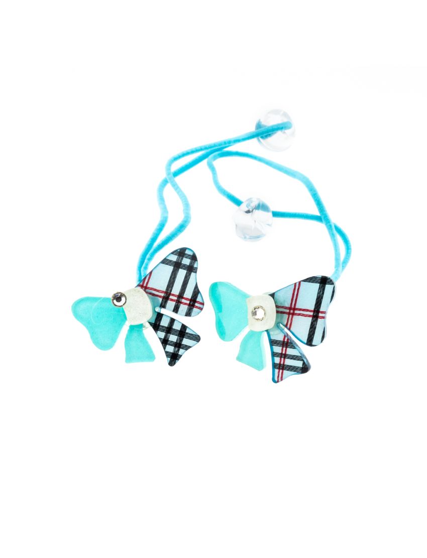 Λάστιχο φιόγκος πλαστικός παιδικός καρό σε 6 χρώματα