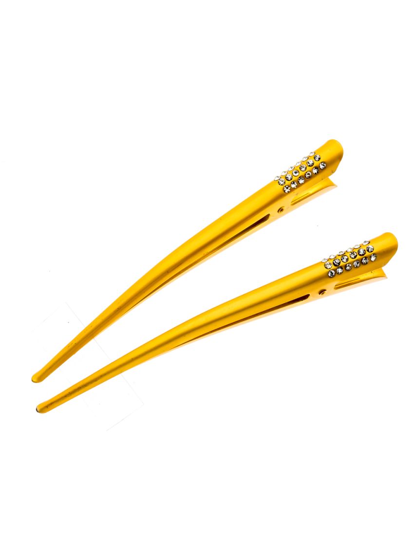 Κλίπ μεταλλικό μεγάλο με στράς σε χρυσό και ασημί