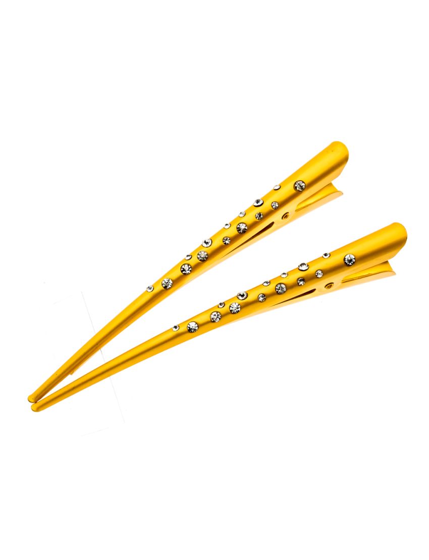 Κλίπ μεταλλικό μεγάλο διακοσμημένο με στράς σε χρυσό και ασημί