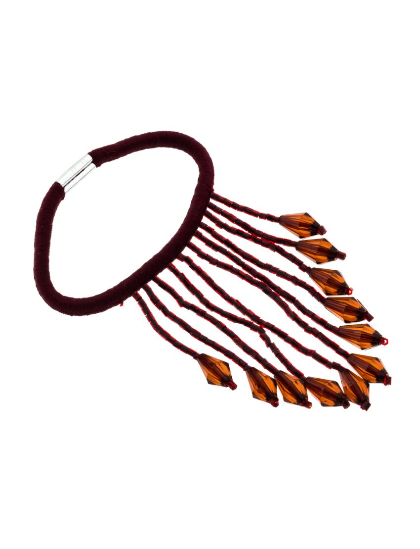 Λάστιχο με κρεμαστές χάντρες σε χρώμα καφέ