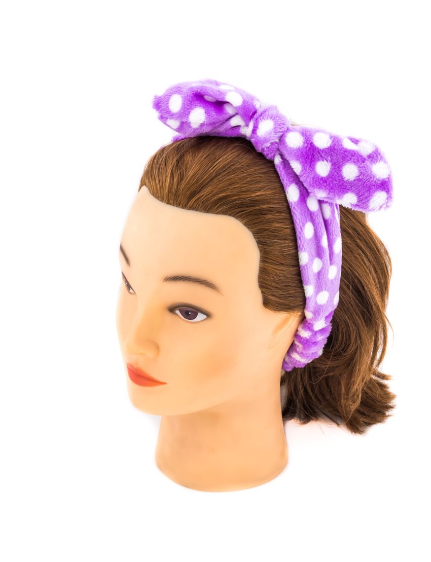 Κορδέλα μαλλιών βελουτέ πουά με φιόγκο 