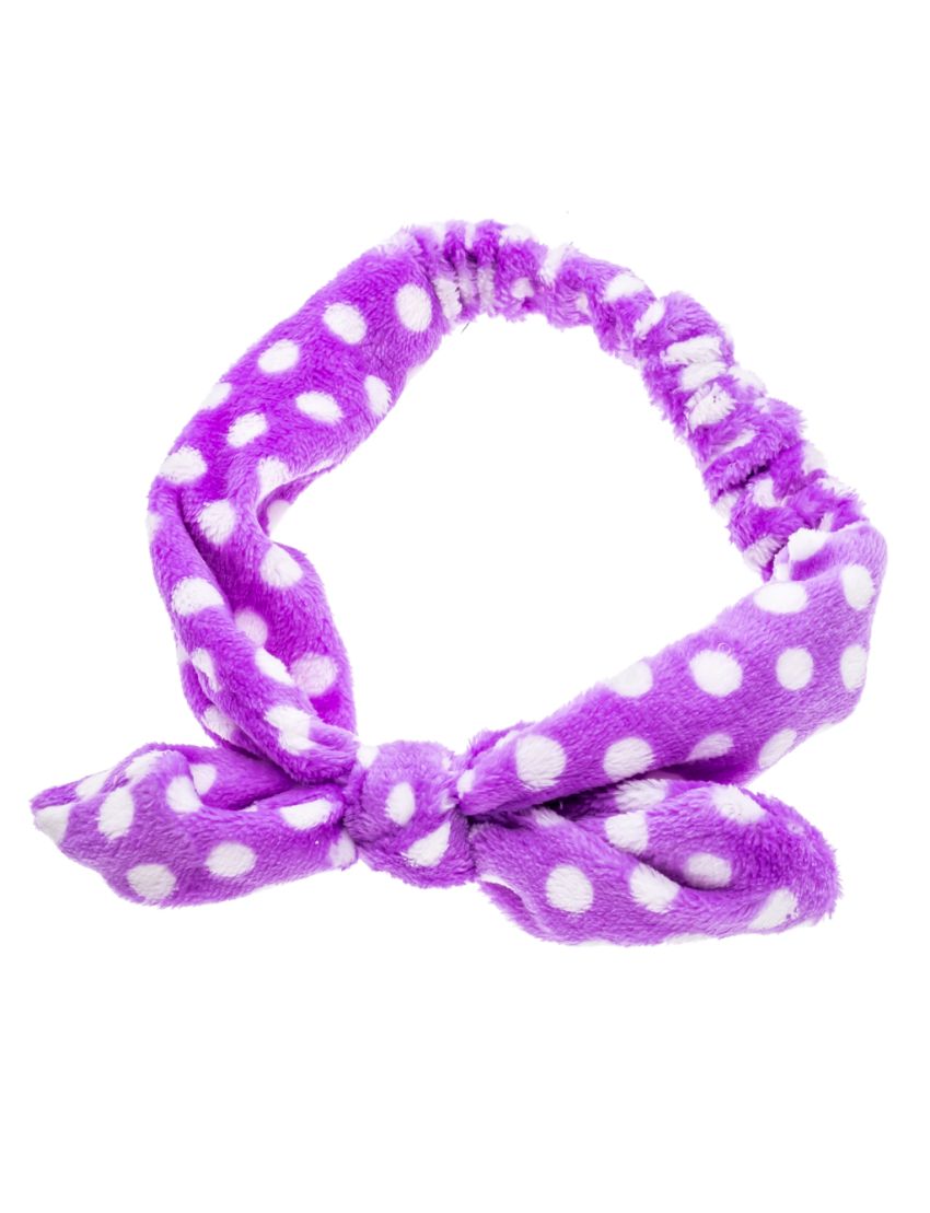 Κορδέλα μαλλιών βελουτέ πουά με φιόγκο 