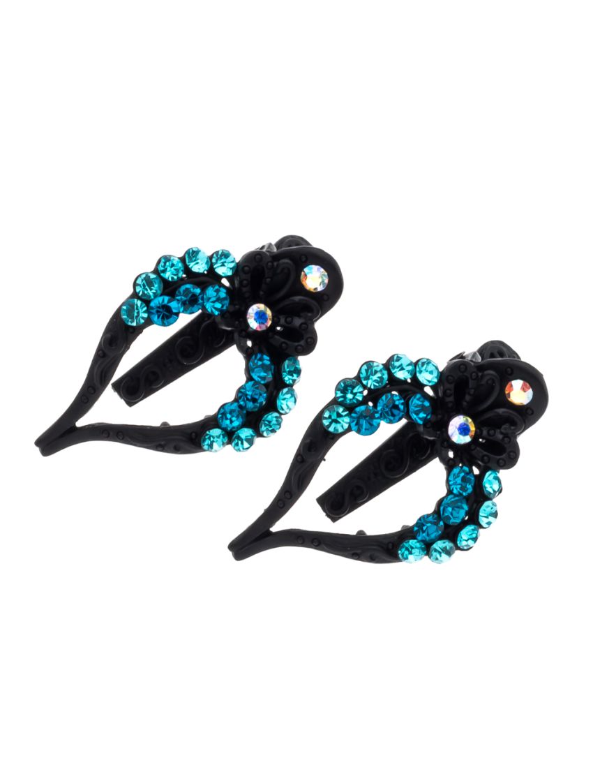 Kλίπ πλαστικό δάκρυ μαύρο με στράς