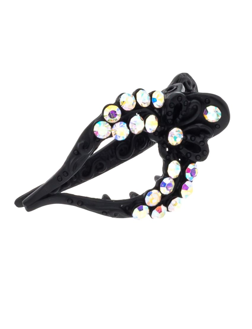 Kλίπ πλαστικό δάκρυ μαύρο με στράς