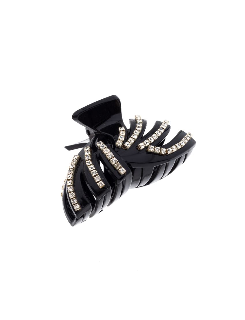 Κλάμερ πλαστικό μαύρο με λευκά στράς σε 3 σχέδια