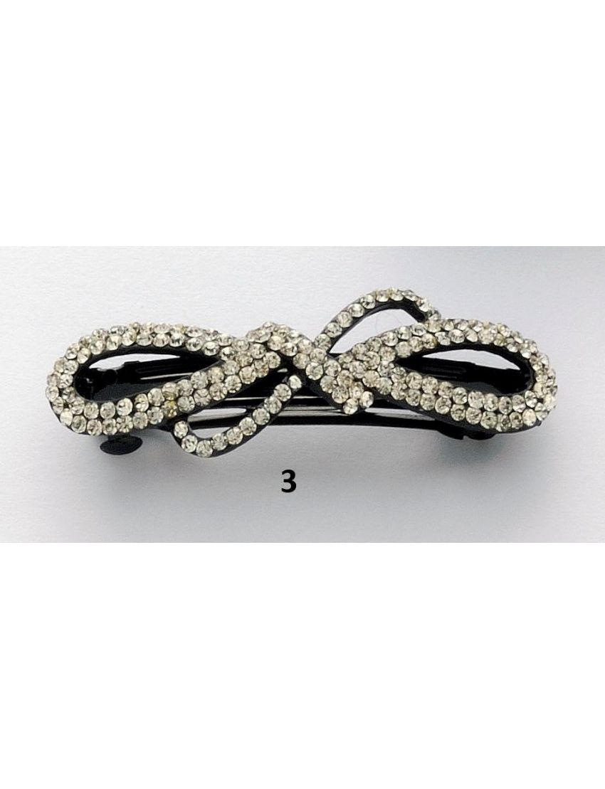 Μπαρέτα μεταλλική μαύρη διακοσμημένη με λευκά στράς σε 4 σχέδια