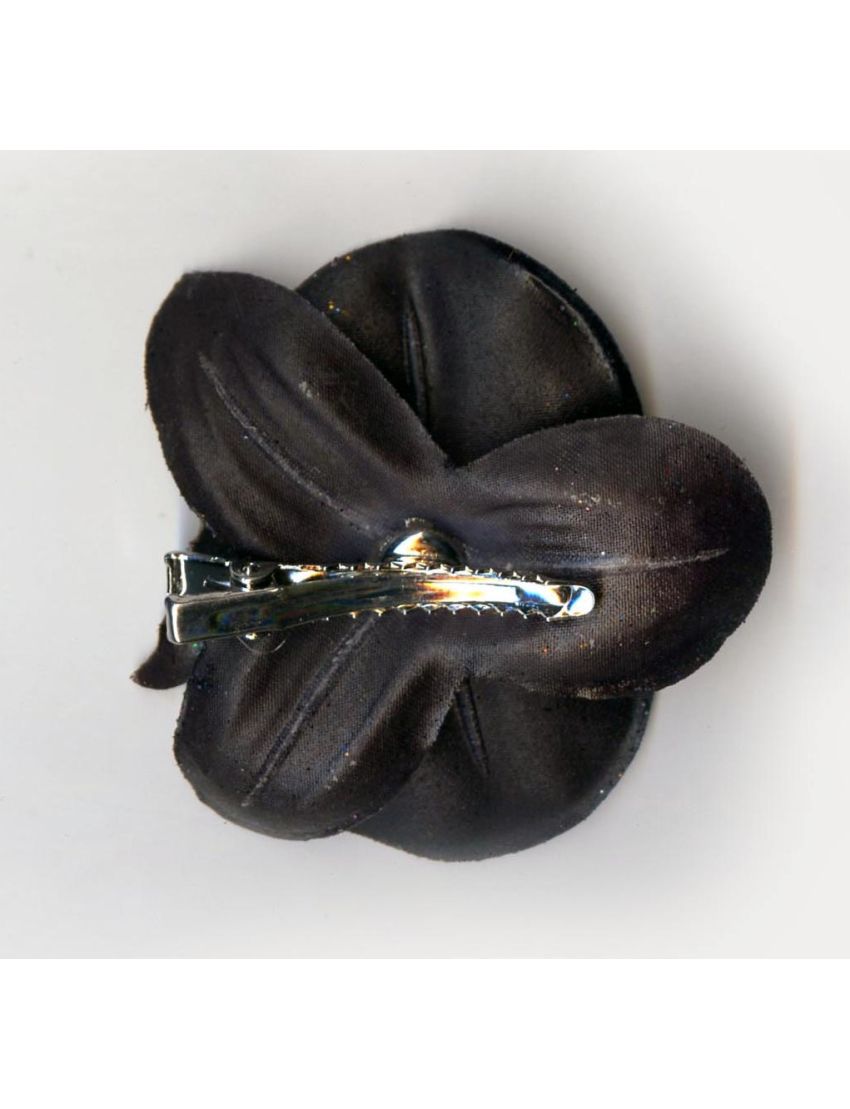 Κλίπ υφασμάτινο λουλούδι μαύρο με 2 στράς