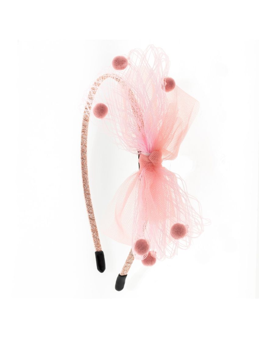 Στέκα υφασμάτινη με μεταλλικό σκελετό σχέδιο φιόγκος με πον πον ( 2 χρώματα)