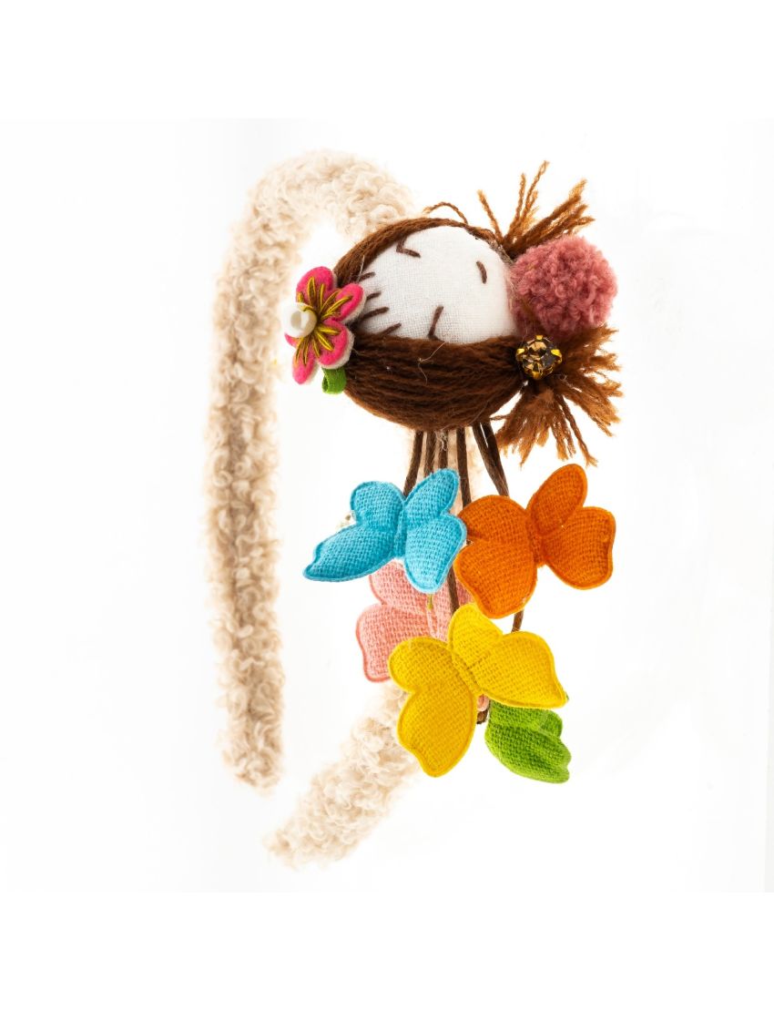 Στέκα υφασμάτινη μάλλινη παιδική σχέδιο κοριτσάκι σε 4 χρώματα