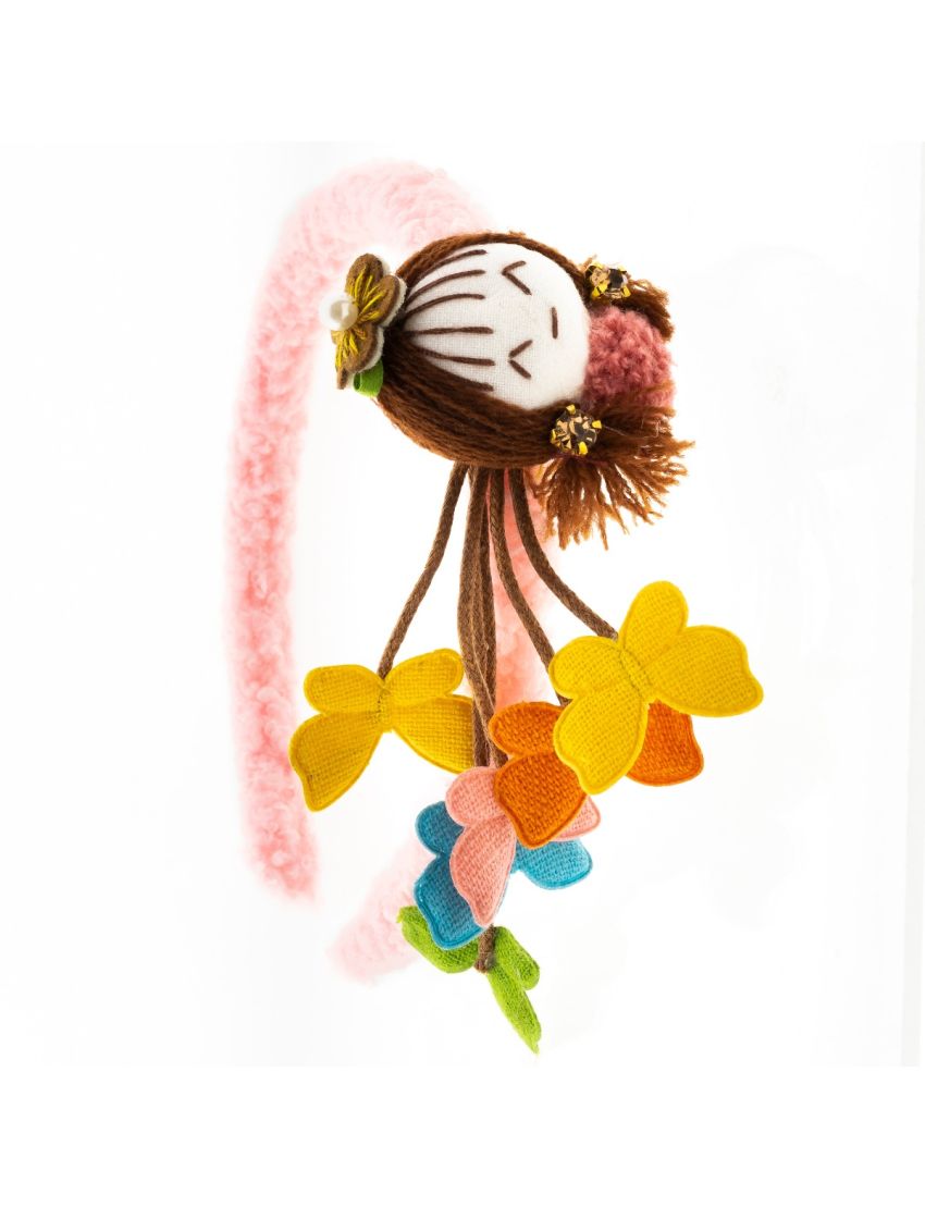 Στέκα υφασμάτινη μάλλινη παιδική σχέδιο κοριτσάκι σε 4 χρώματα