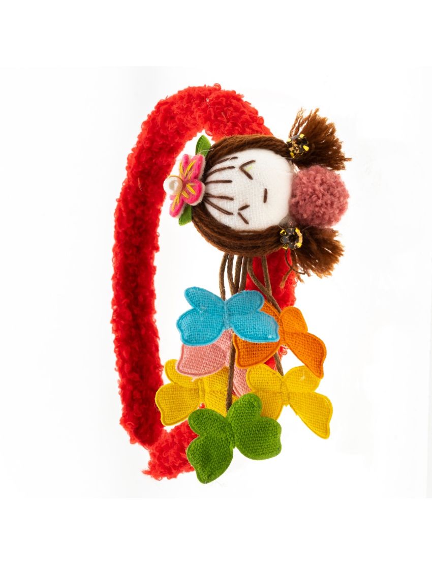 Στέκα υφασμάτινη μάλλινη παιδική σχέδιο κοριτσάκι σε 4 χρώματα