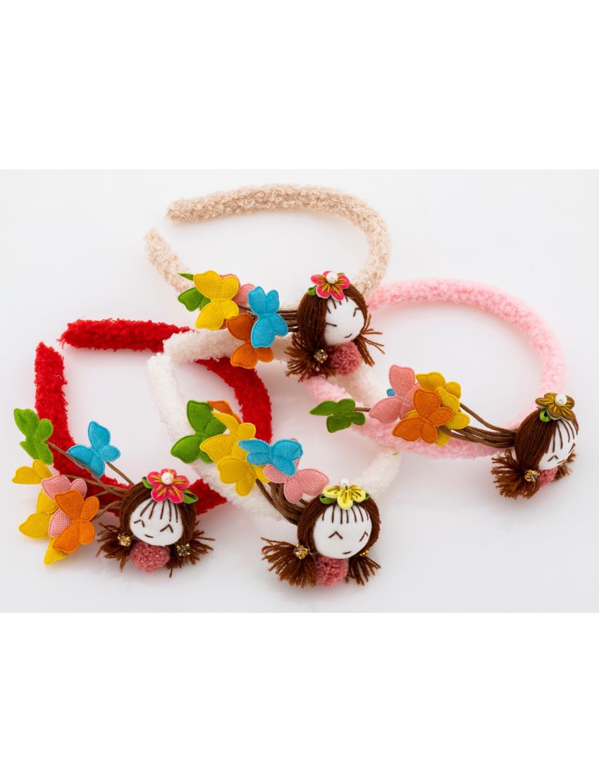 Στέκα υφασμάτινη μάλλινη παιδική σχέδιο κοριτσάκι σε 4 χρώματα