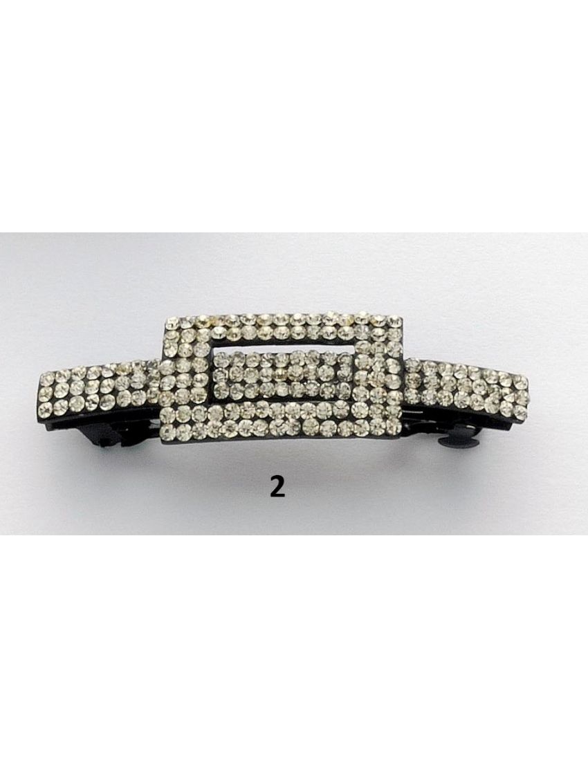 Μπαρέτα μεταλλική μαύρη διακοσμημένη με λευκά στράς σε 4 σχέδια