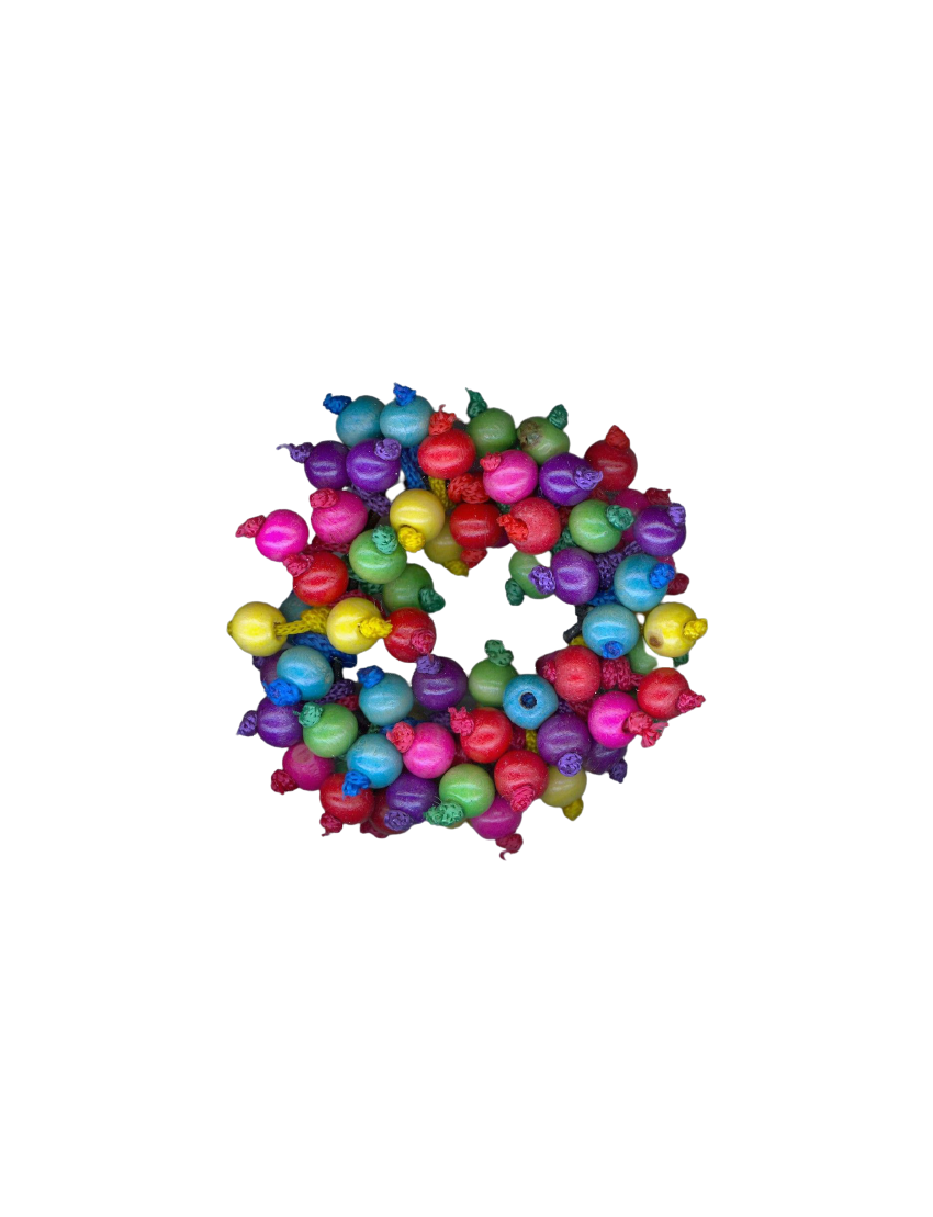 Σούρα υφασμάτινη με χρωματιστές ξύλινες χάντρες