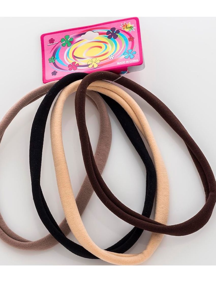 Λάστιχο υφασμάτινο 12εκ σε 3 γήινες αποχρώσεις και μαύρο (καρτέλα 4 τεμάχια)