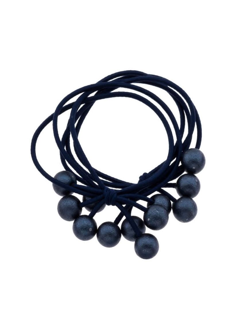 Λάστιχο υφασμάτινο διπλό σε 5 χρώματα διακοσμημένο με χάντρες (συσκευασία 2 τεμάχια)