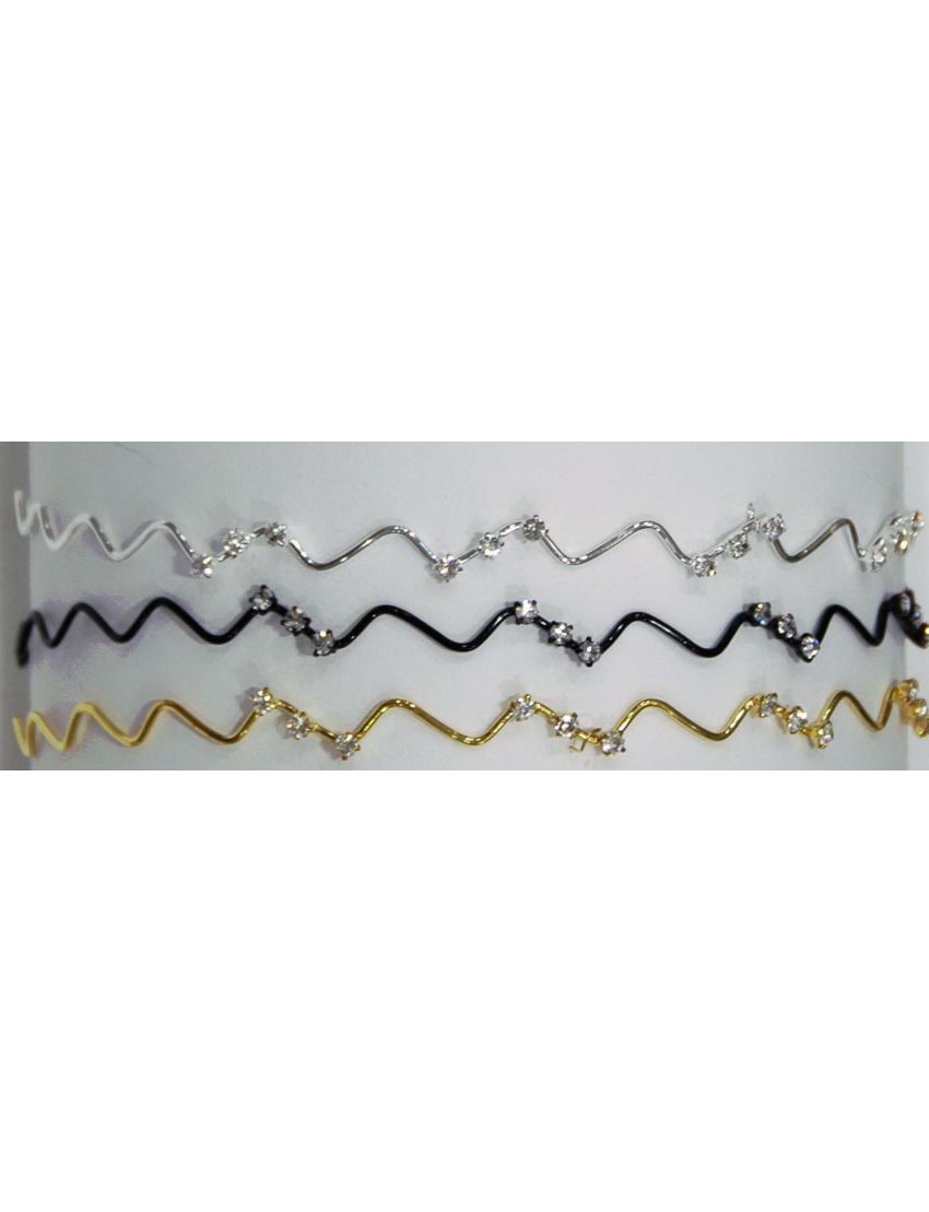 Στέκα μεταλλική ζικ ζάκ διακοσμημένη ανά διαστήματα με λευκά στράς