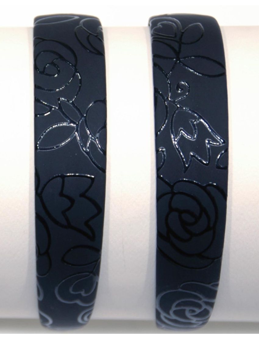 Στέκα πλαστική σε καφέ και μαύρο διακοσμημένη με ζωγραφιστά λουλούδια