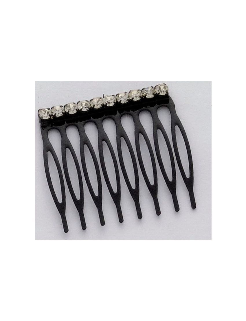Χτενάκι μεταλλικό 4 εκ. σε ασημί ή μαύρο, διακοσμημένο με μονή σειρά στρας.
