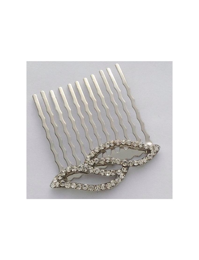 Μεταλλικό χτενάκι 4,5 εκ. ασημί Με λευκά στράς