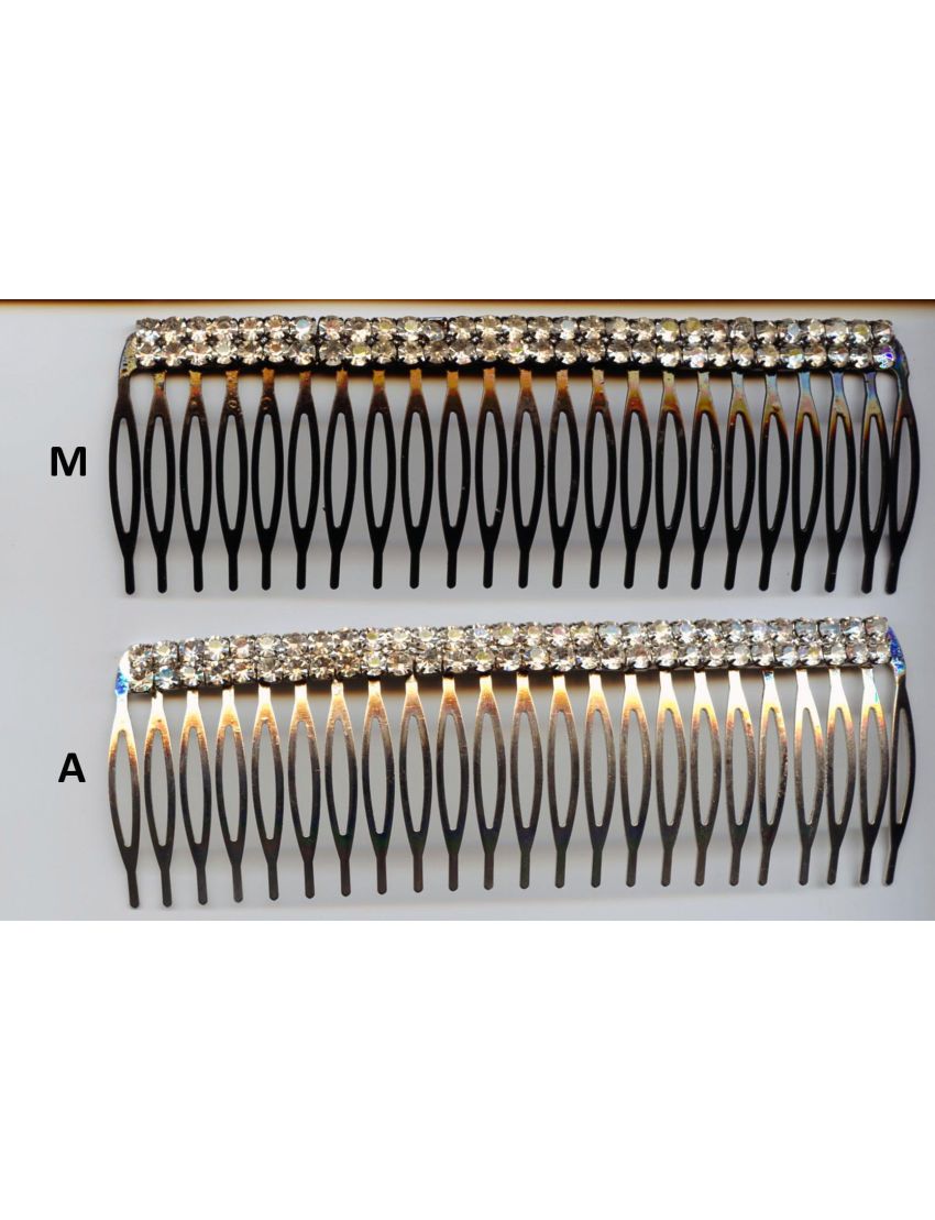 Χτενάκια μεταλλικά 12,5εκ διακοσμημένα με μια σειρά απο στράς σε ασημί και μαύρο χρώμα