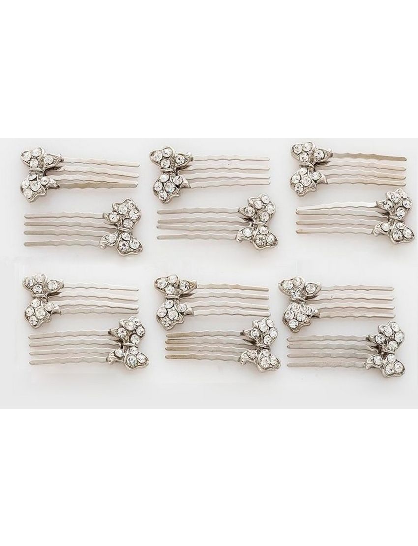 Χτενάκια μεταλλικά 2εκ σχέδιο φιόγκος σε ασημί χρώμα (2 τεμ)