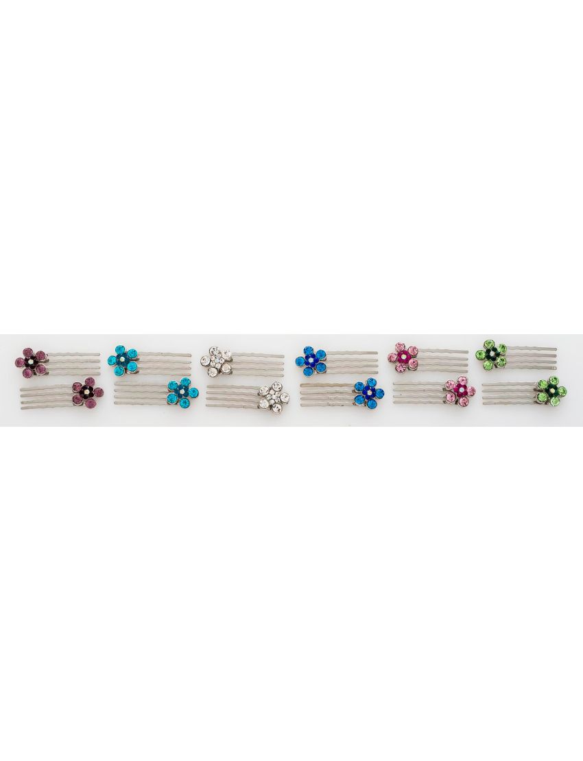 Χτενάκια μεταλλικά 1εκ σχέδιο λουλούδι σε 6 χρώματα ( 2 τεμ)