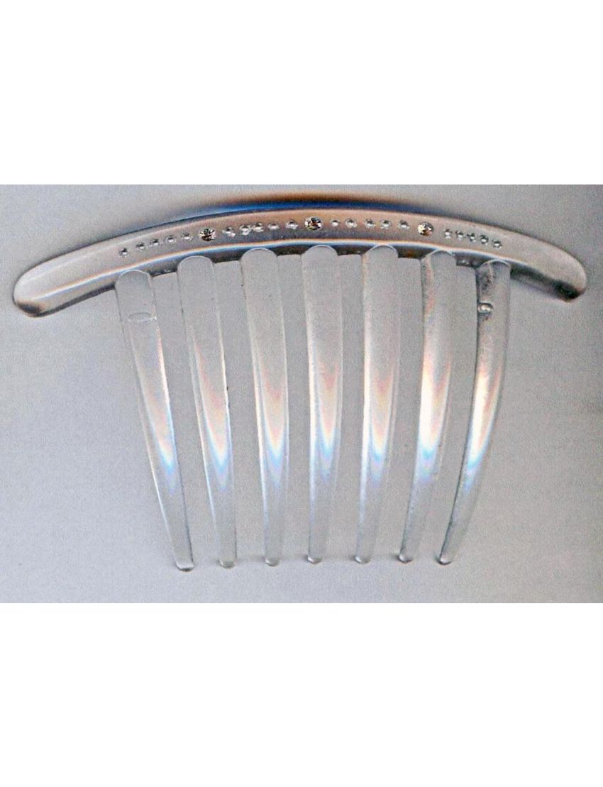 Χτενάκι πλαστικό ημιδιάφανο κοίλο διακοσμημένο με μια σειρά από στράς