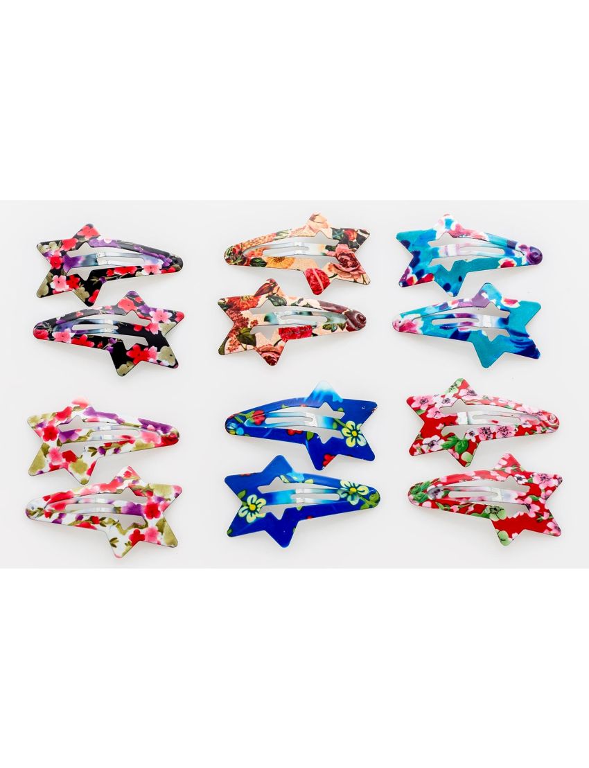 Κλικ κλακ μεταλλικό αστέρι με λουλούδια σε 6 χρώματα (συσκευασία 2 τεμάχια)