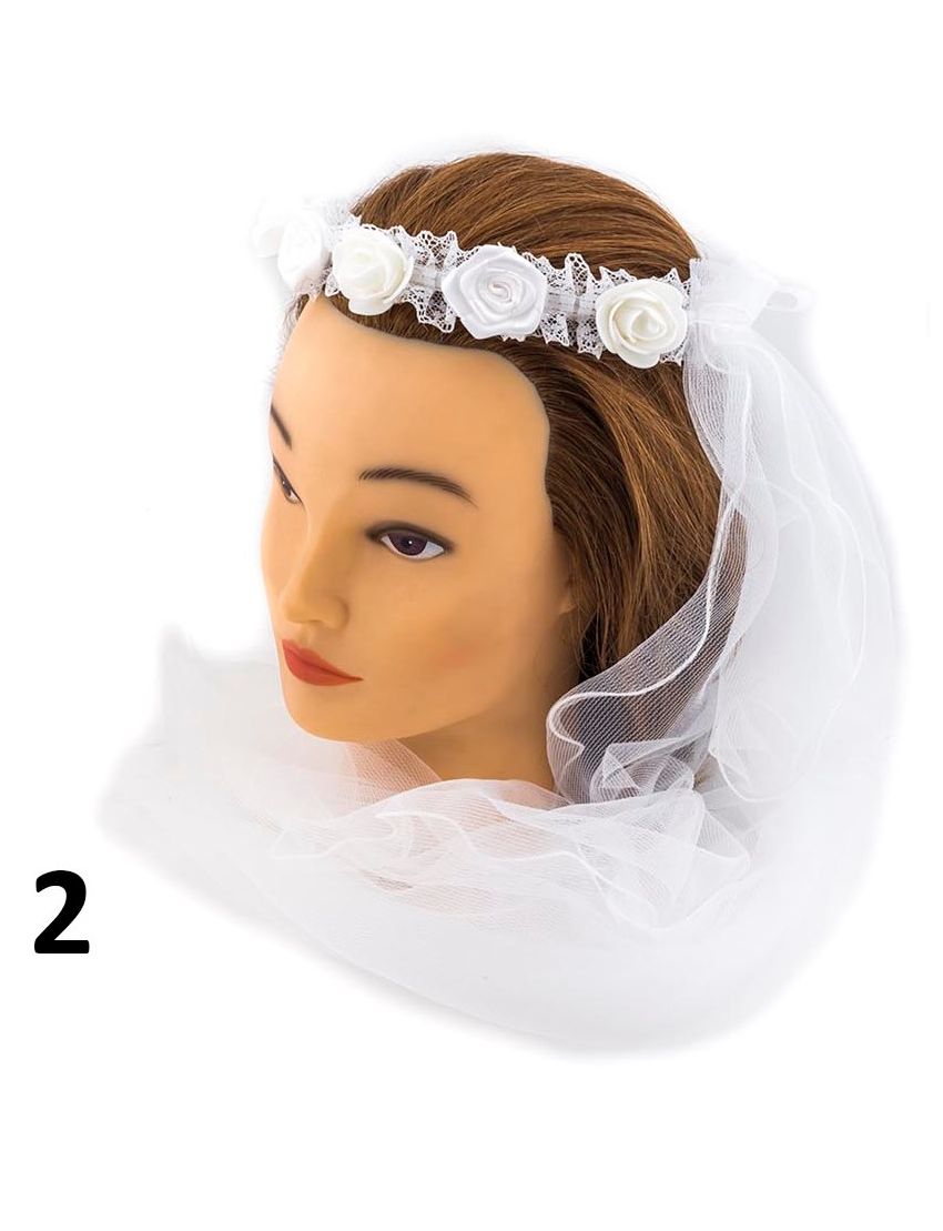 Στέκα υφασμάτινη νυφική με πέπλο σε 3 σχέδια