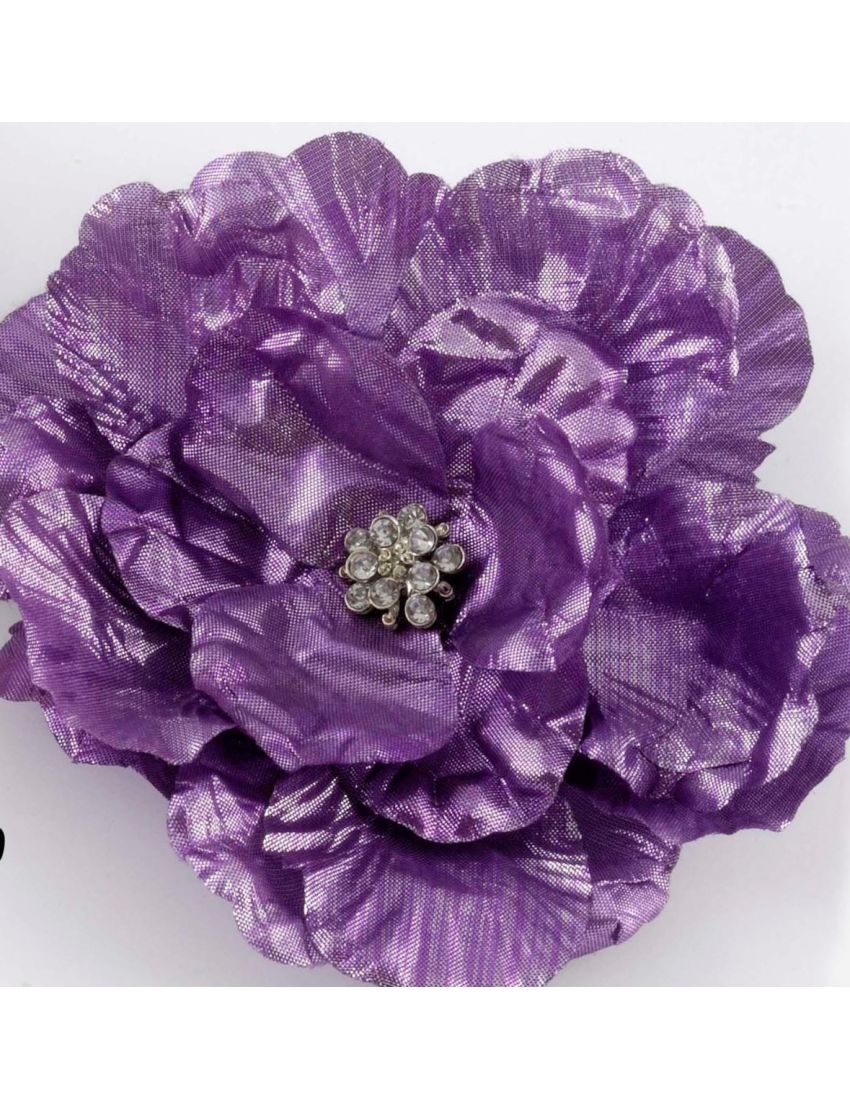 Κλίπ υφασμάτινο λουλούδι σε 2 γυαλιστερά χρώματα