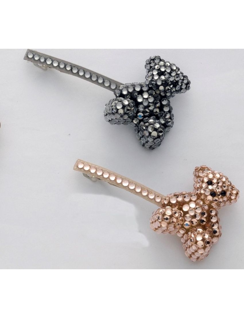 Μπαρέτα μεταλλική σχέδιο αρκουδάκι με στράς σε 2 χρώματα