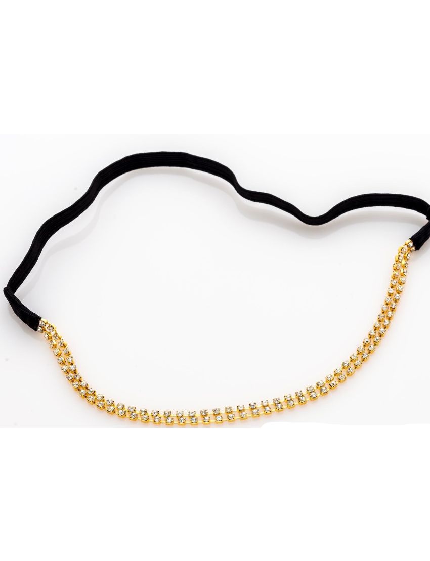 Στέκα μεταλλική με λάστιχο χρυσή διασκοσμημένη με στράς