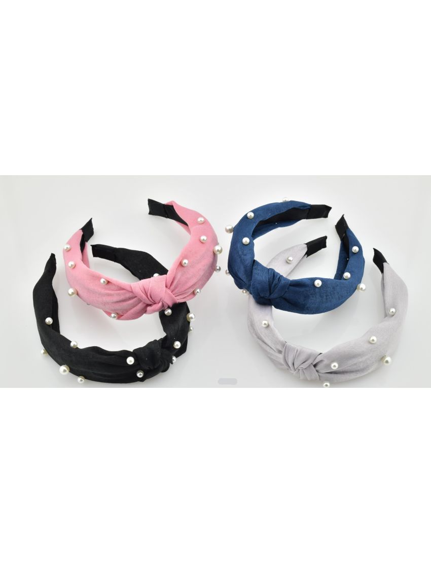 Στέκα υφασμάτινη με κόμπο διακοσμημένη με λευκές πέρλες