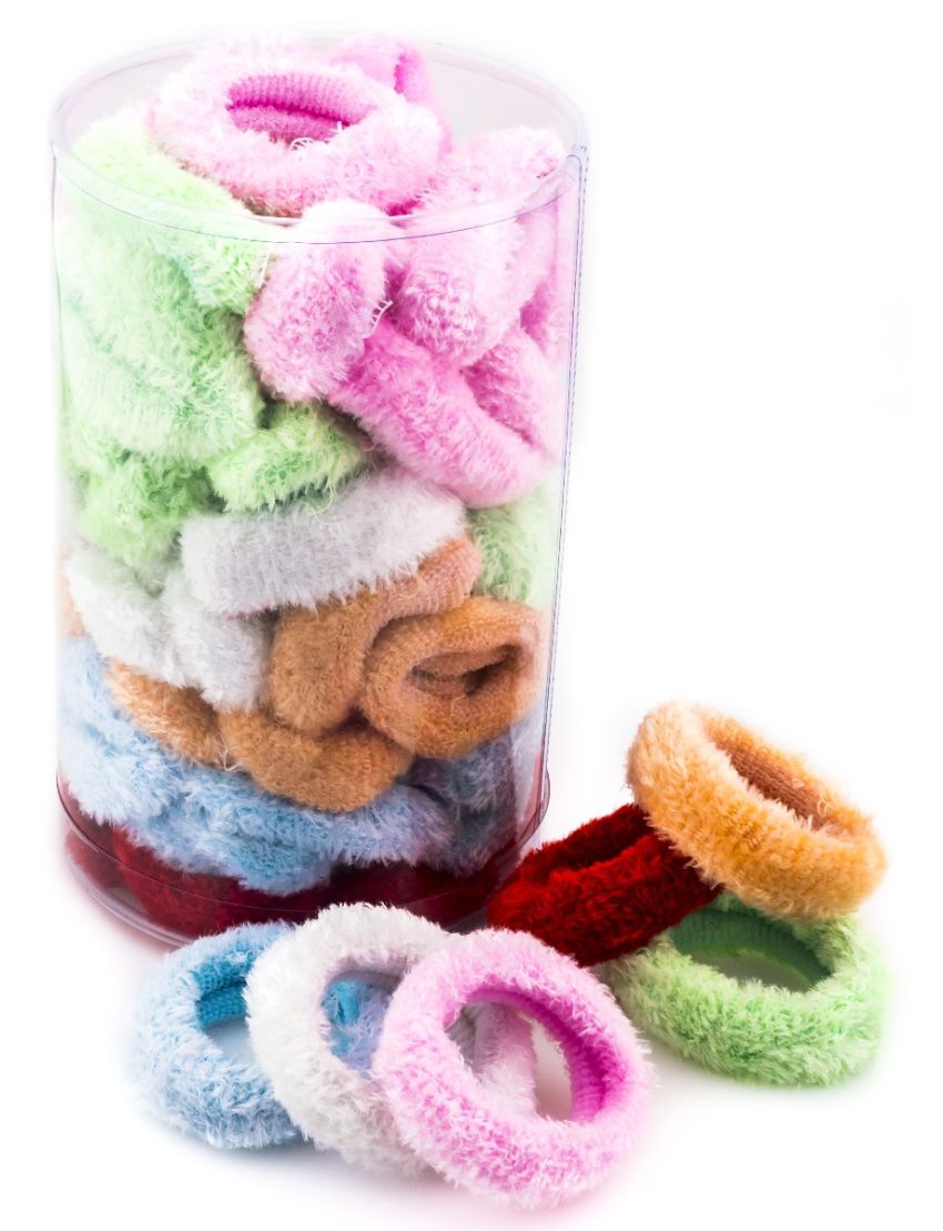 Λάστιχο υφασμάτινο βελουτέ σε 6 χρώματα (συσκευασία 3 τεμάχια)