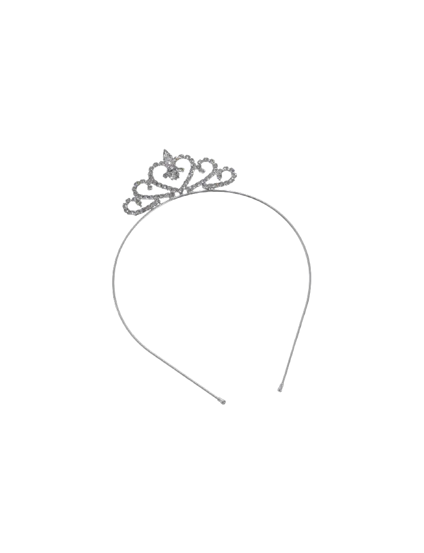 Στέκα μεταλλική στέμμα ασημί χρώμα διακοσμημένη με περίτεχνο σχέδιο και στράς