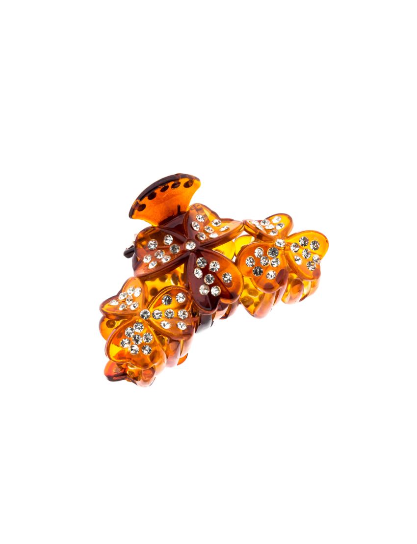 Κλάμερ πλαστικό 3 λουλούδια με στράς