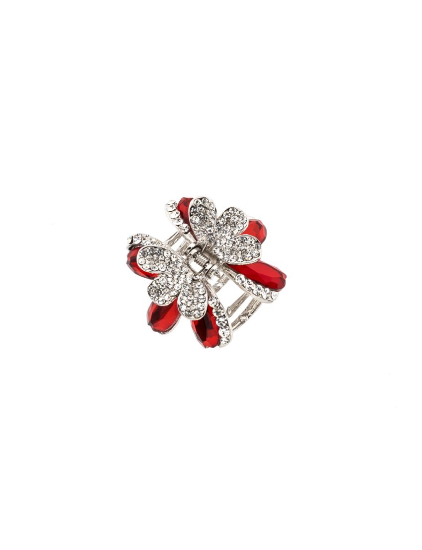 Κλάμερ μεταλλικό λουλούδι με πέτρες και στράς