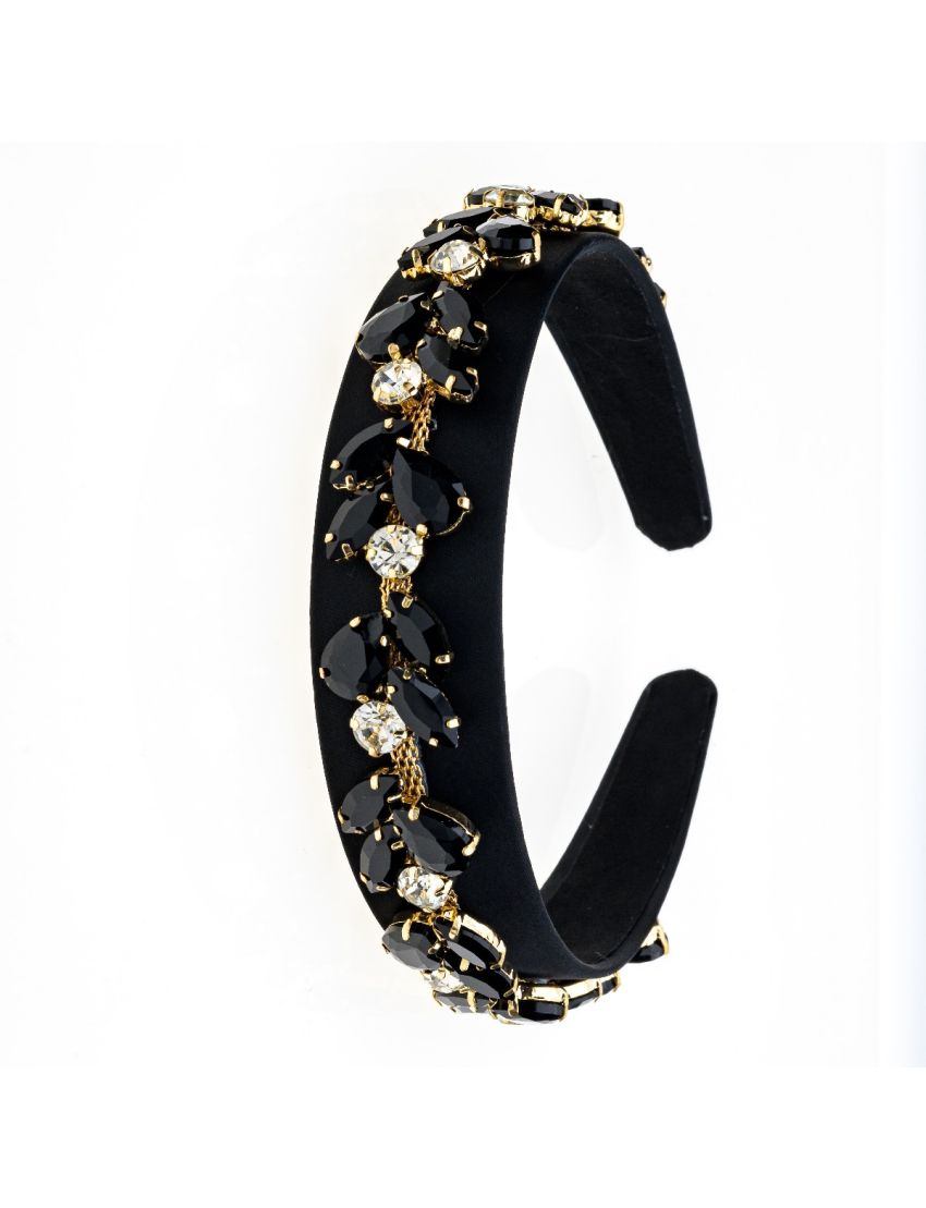 Στέκα υφασμάτινη διακοσμημένη με πέτρες σε σχήμα φύλλα