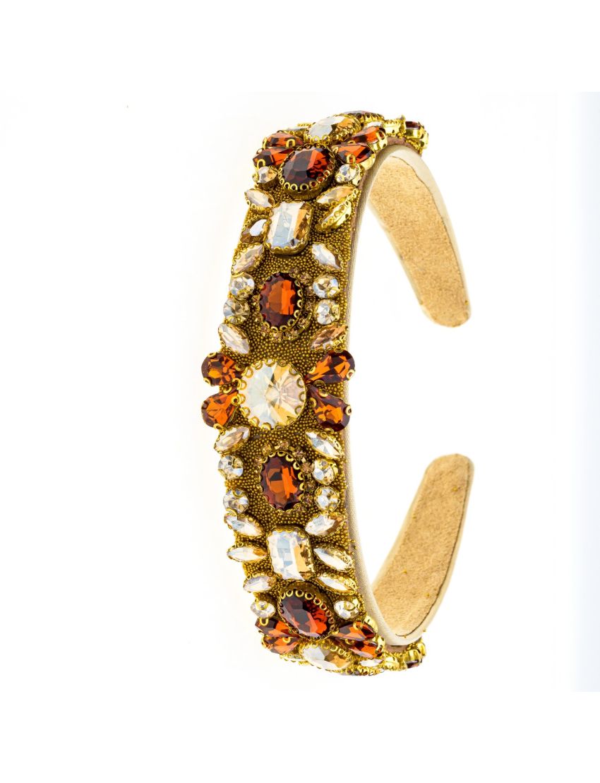 Στέκα υφασμάτινη διακοσμημένη  με πέτρες σε 6 συνδιασμούς χρωμάτων