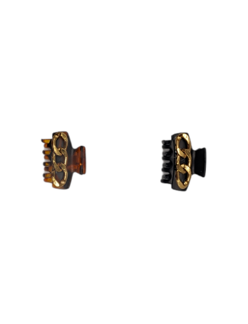 Κλάμερ πλαστικό με διακοσμητική αλυσίδα (καφέ και μαύρο)