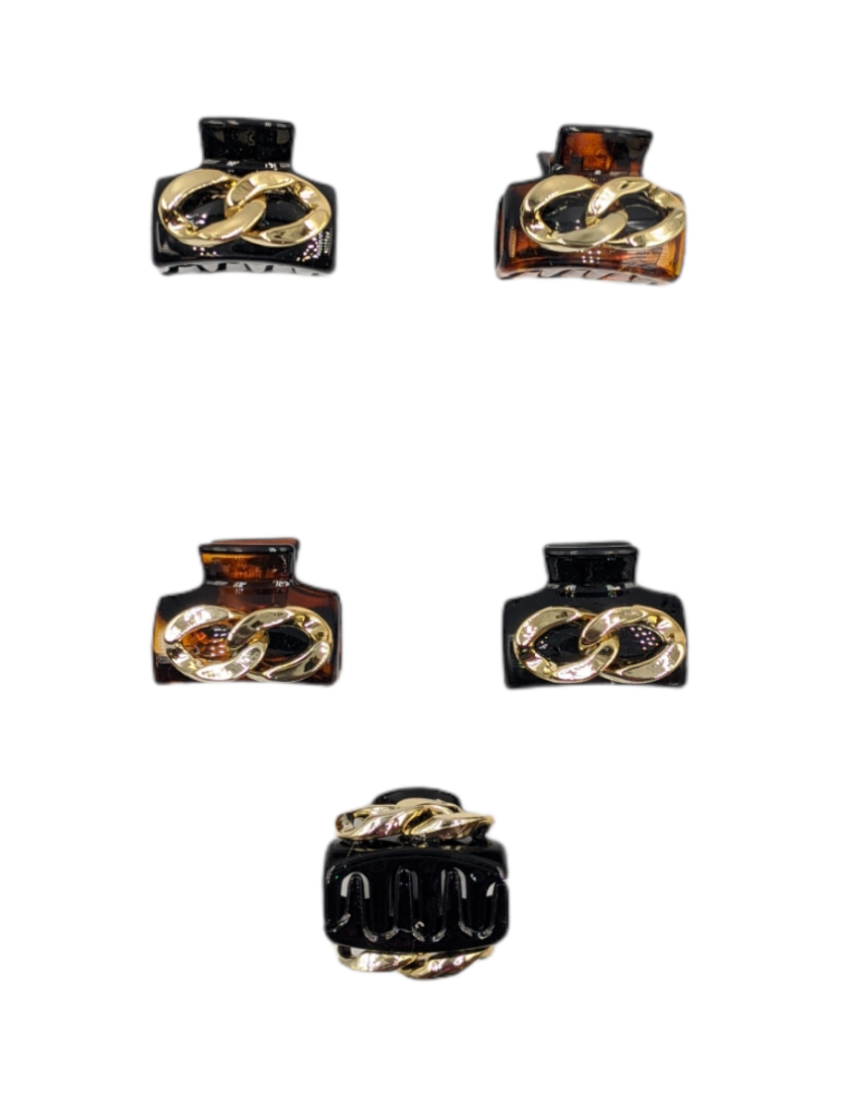 Κλάμερ πλαστικό με διακοσμητική αλυσίδα σε καφέ και μαύρο