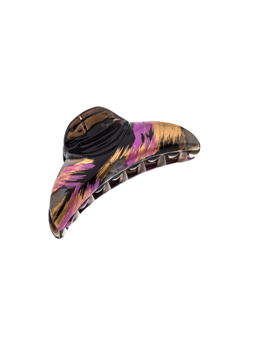 Κλάμερ πλαστικό μαύρο με χρυσές και μώβ πινελιές