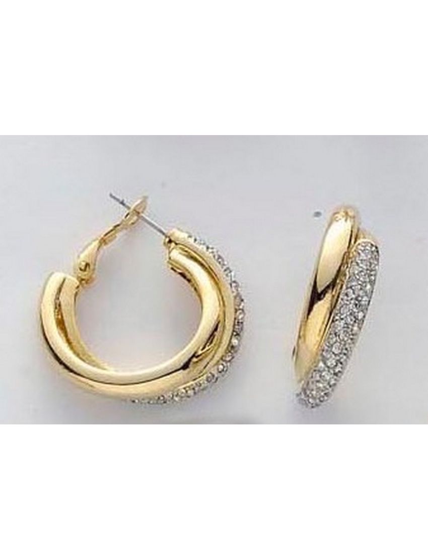 Σκουλαρίκια μεταλλικοί κρίκοι σε χρυσό χρώμα διακοσμημένοι με στράς